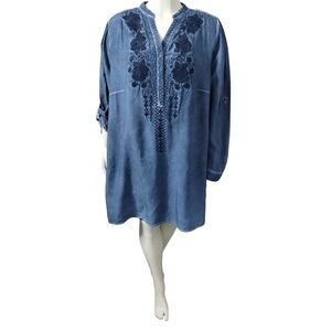 Angel Heart Boutique Womens 2X Oversized Rose Embroidered‎ Western Boho Dress
